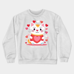 Heartfelt Whiskers: A Valentine's Day Feline Fantasy Crewneck Sweatshirt